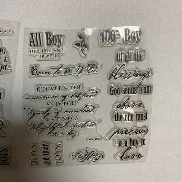 Stamp Set Simple Thoughts Boy Polymer Cling Scrapbook Card Craft Phrases Verse - Picture 7 of 9